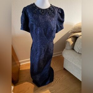 Teri Jon by Rickie Freeman Elegant Navy Blue Dress